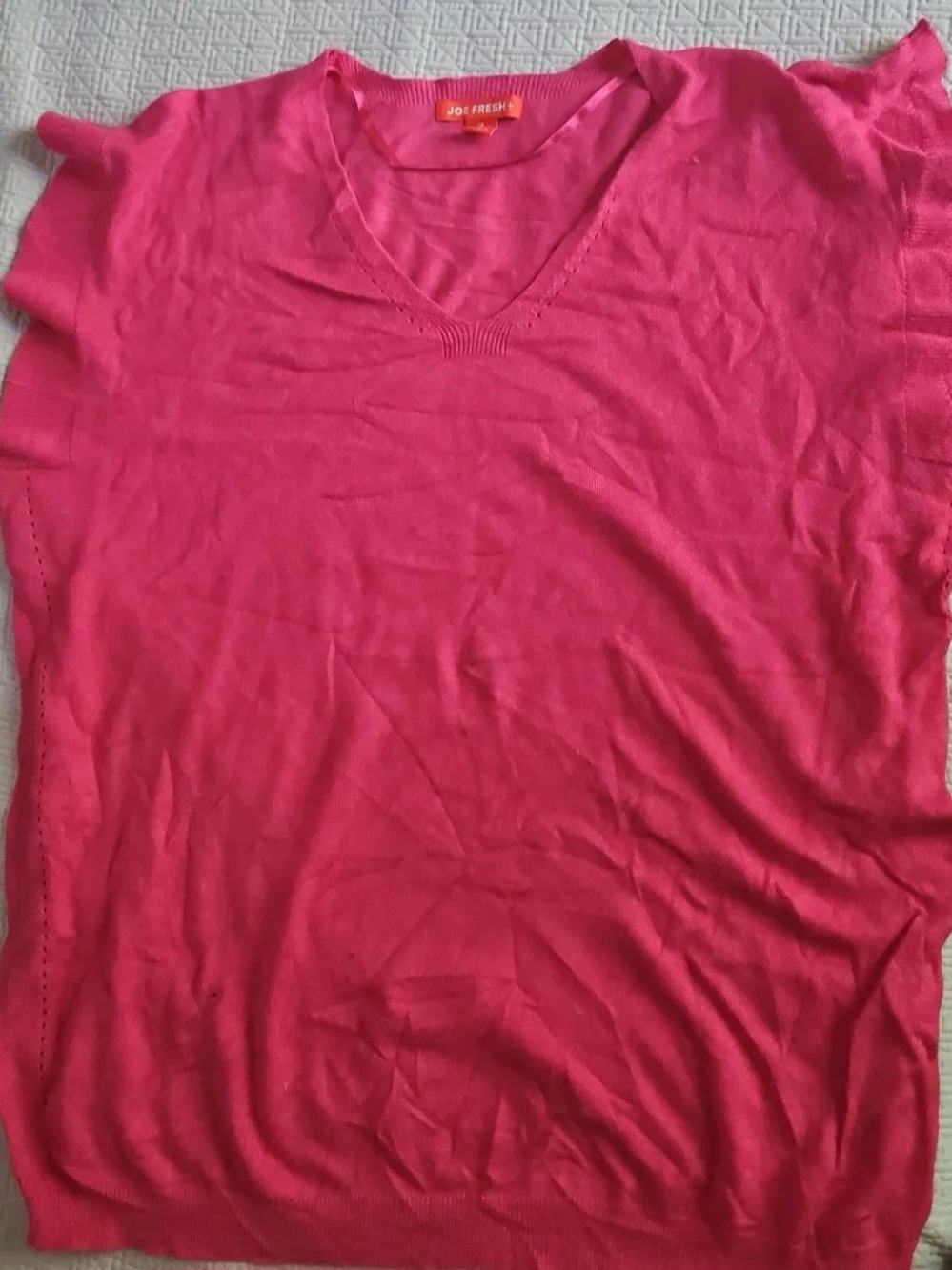 Joe Fresh Bright Pink V-Neck Tank Top